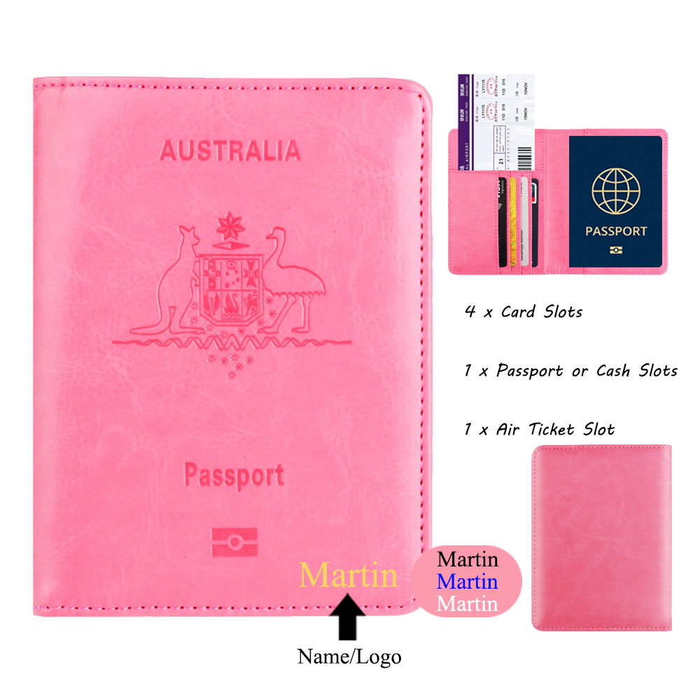 Travel Accessories Wallet - Porte-passeport en cuir PU avec nom